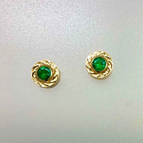 Celtic Emerald Stud Earrings